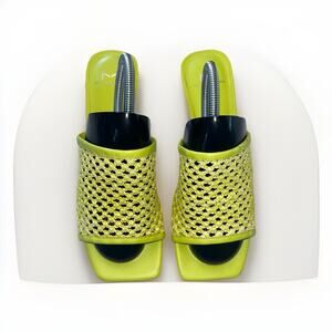 Marc Fisher Neon Juliette Peep-Toe Woven Slide Kitten Heal Sandals Size 7M